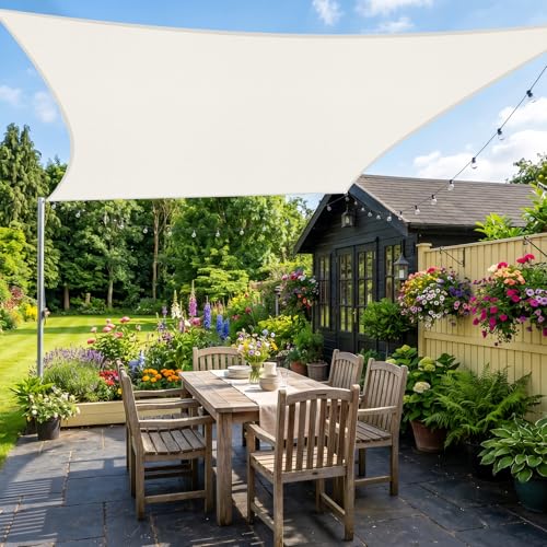 16'X23' Sun Shade Sail Cream Curved Square Customizable (Cream / 16'X23' custom)
