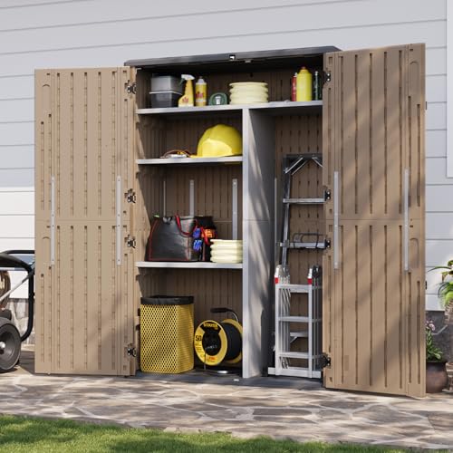 64 Cu.Ft Waterproof Resin Outdoor Shed with Floor & Shelving (64 Cu.Ft)
