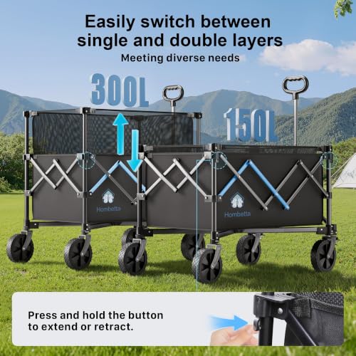 39" Collapsible Wagon Cart (Black / 300L-new)