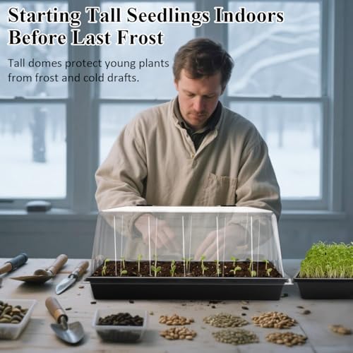1020 Seed Starting Trays with Tall 7.3" Humidity Dome (10p 1020Trays+7.3''Domes)