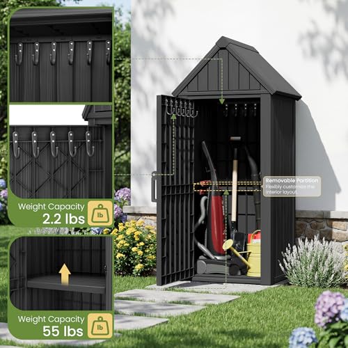 Outdoor Resin Storage Cabinet Sturdy All (Black)
