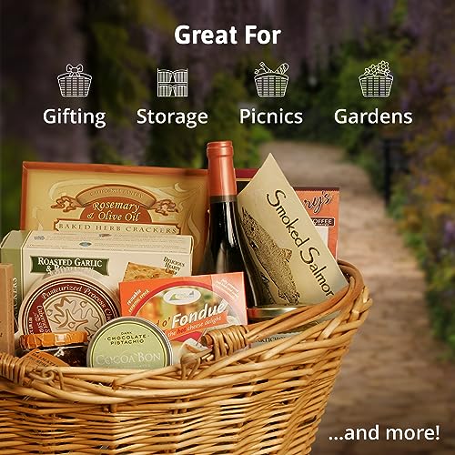 Small Light Brown Hand Woven Wicker Basket for Storage with Handles (Small (Pack of 16) / Picnic Basket Light Brown)