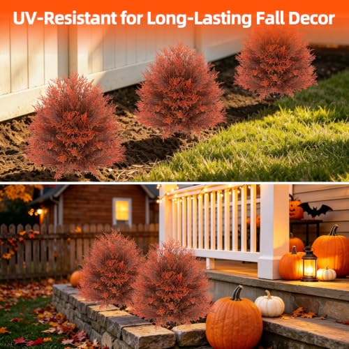 Fall 2 Pack 24 Inch Cedar Topiary Trees with Ground Spikes (Fall Cedar)
