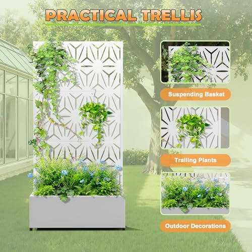 Metal Raised Garden Bed (White-star / 71" x 35" x 16")