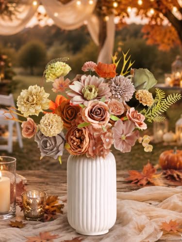 Fall Artificial Flowers Combo Fake Flowers Bulk for Wedding Decor (Coffee)