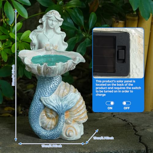 12" Mermaid Solar Night Garden Light (Blue Multi)