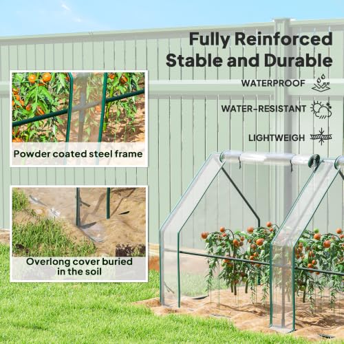 12' x 3' x 3' Mini Greenhouse Portable with Zippered Doors Clear (Clear / 12' x 3' x 3')