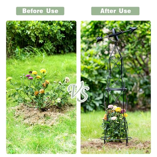 41" Obelisk Trellis for Climbing Plants (black-41"x10")