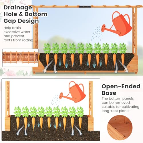 45 Inch Raised Garden Bed with Arch Trellis