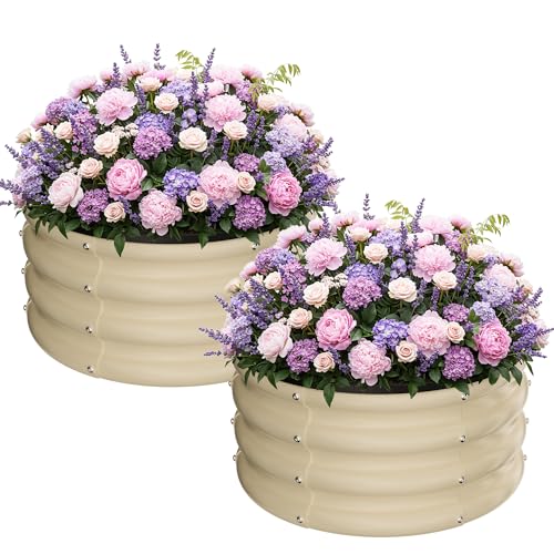 Round Raised Garden Bed Set (White)