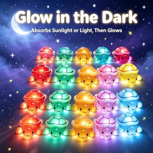 20 Pcs Mini Resin Animals Turtles Figurines Glow in The Dark