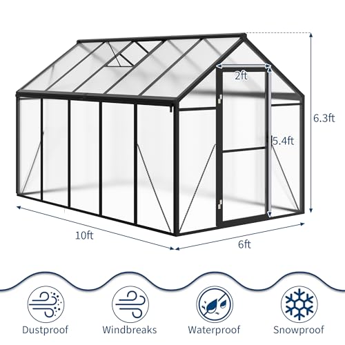 6 x 10 FT Greenhouse (Black / 6x10FT)