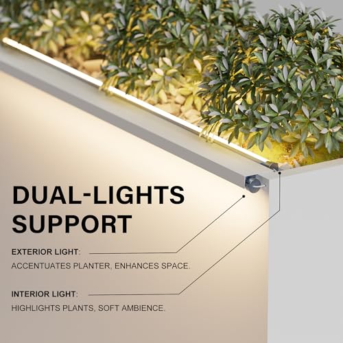 30" H Rectangular Metal Planter with Led Light for Indoor Outdoor White (White / 16.1"H×10"W×30"L)