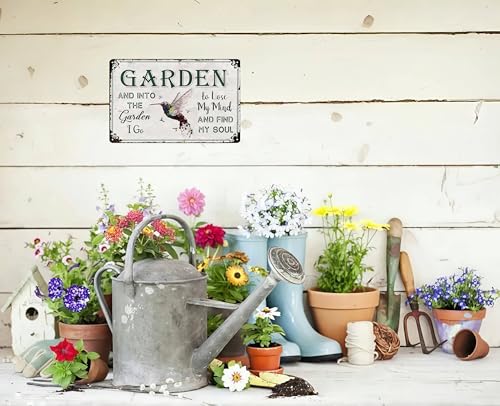 Gardening Gifts Vintage Gardening Signs Into The Garden To Lose My Mind Metal Sign for Home Garden Greenhouse Living Room Bedroom Yard Cottage Outdoor Decor 8X12 Inch