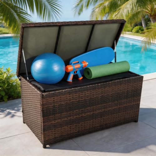 Sundale 70 Gallon Oudoor Deck Box (Brown / 70 Gallon)