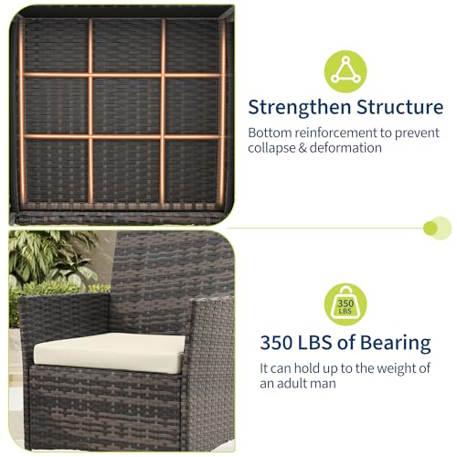 3 Piece Patio Furniture Set (Brown/Beige / 3 Pieces)