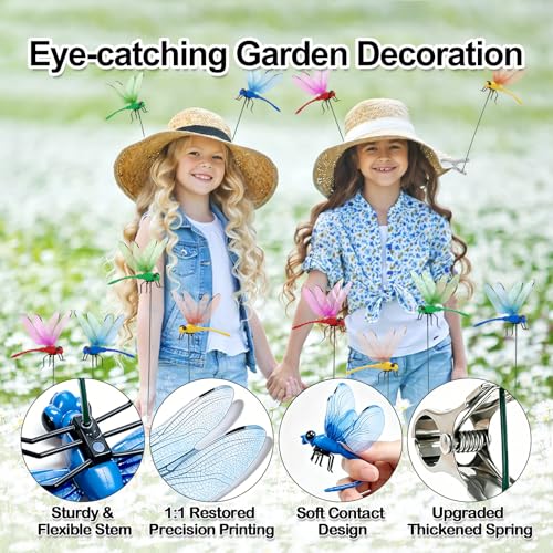 16 PCS Dragonfly Clips for Garden Decor