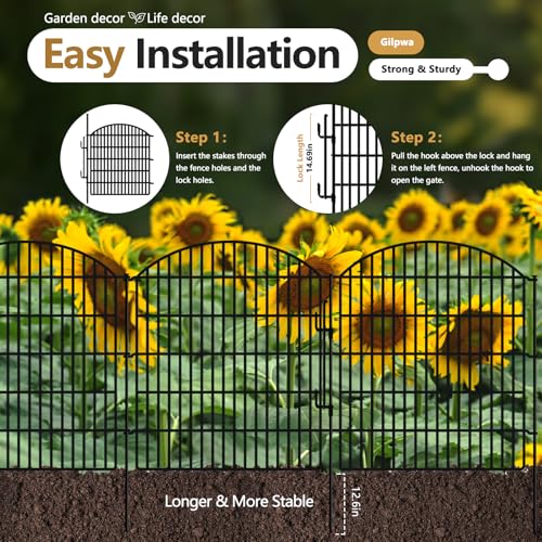 10 Panels Garden Fence Animal Barrier with Lock (33in(H) X 24ft(L))