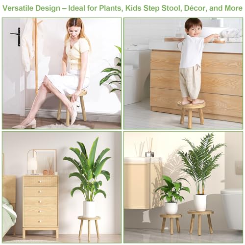 5 Pack Wood Plant Stands Indoor (light burnt color / 5 Pack)