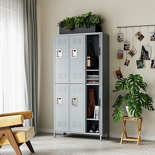 Metal Lockers for Employees (6 Door / Grey)