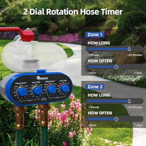 Watering Hose Sprinkler Timer Garden Irrigation System Controller Electronic Water Timer with Two Outlets Color Blue (2 Outlet Timer)
