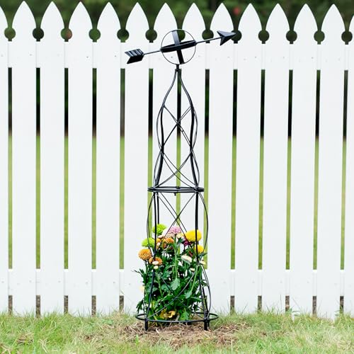 41" Obelisk Trellis for Climbing Plants (black-41"x10")