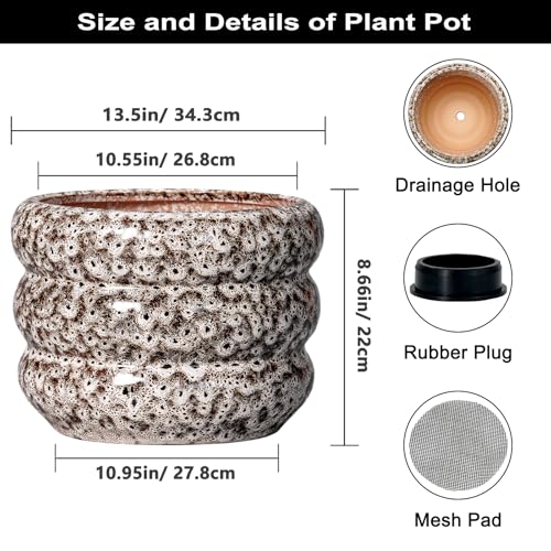Ceramic Flower Pots (13 Inch / Leopard Print White)