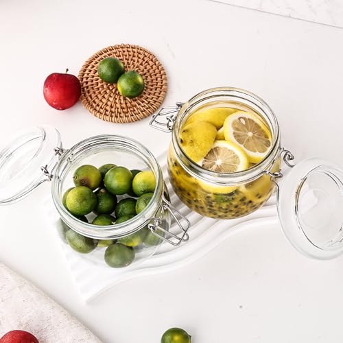 16oz 6 Pack Round Glass Jars with Airtight Lid