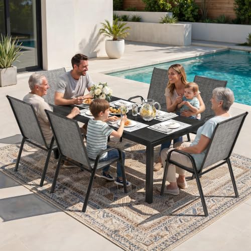 7PCS Patio Dining Set (Charcoal / 7 PCS)