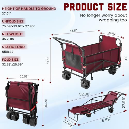 Heavy Duty Folding Wagon (Red / Large)