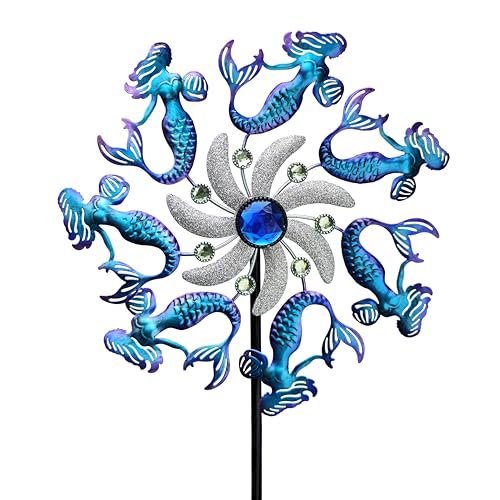 39" Mermaid Wind Spinners Metal Windmill Garden Stake (39"(Mermaid))