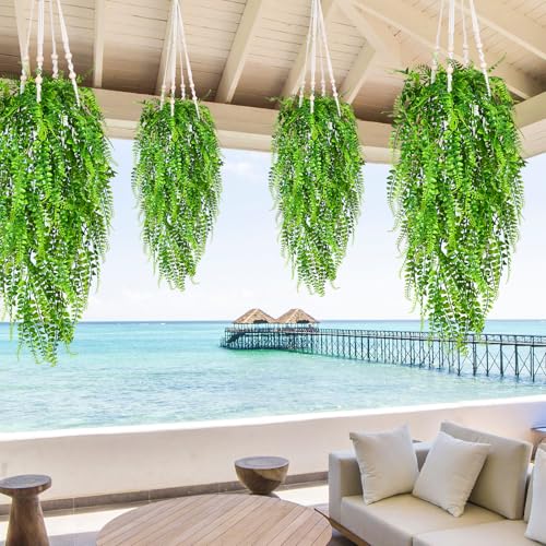 8Pcs Fake Ferns Fake Hanging Plants Artificial Ferns Vine Greenery (Ferns / 8Pcs Plants)