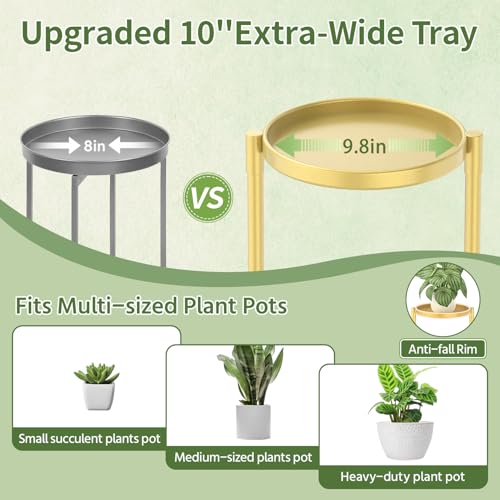 Plant Stand Indoor with 10 Inch Large Metal Tray (Standard Gold / 5 Tier)