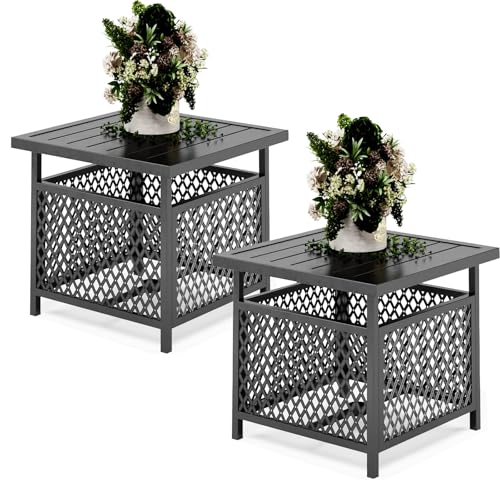 Outdoor Square Metal Small Side Table w (22"x22"(2 PCS))