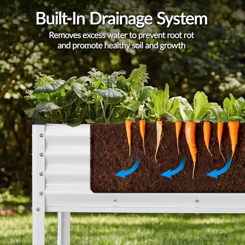 72x24x30in Non Toxic Galvanized Raised Garden Bed (72x24x30in / White)