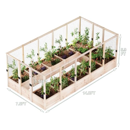 U Shape Raised Garden Bed (7.5x15x6 FT)