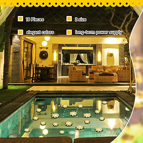 18 Pcs 3.94 5.91 in Floating Lotus Lights with Battery (3.94/ 5.91 Inch / White)