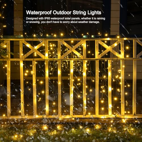 66FT Solar Outdoor String Lights Long 200 LED with USB Charging & Remote & Memory Solar Powered Christmas Tree Lights Waterproof for Outside Porch Tree Garden Patio Wedding