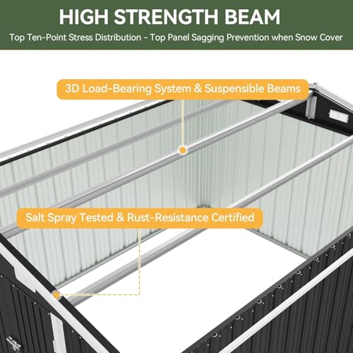 10 x 12FT Outdoor Storage Shed with Double Hinged Large Door (Black / 10'x12')