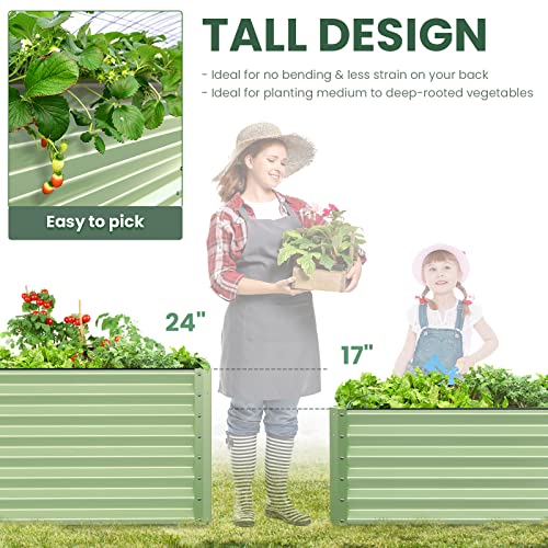 Galvanized Raised Garden Bed Box 24" Tall Beds for Gardening Planter Outdoor Garden Boxes Raised Metal Beds for Vegetables 72"X36"X24"
