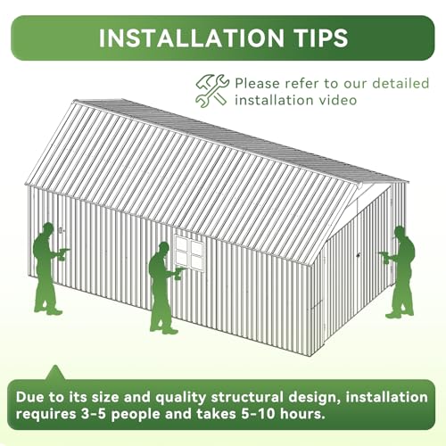 12'x20' Carport Shed Outdoor Metal Storage Sheds (Brown / 12'x20')