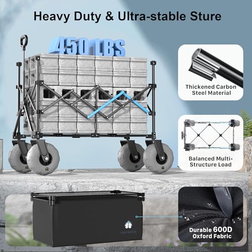 Beach Wagon with Big Wheels for Sand (Black / 380L)