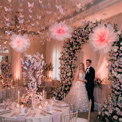 3 Pcs Giant Flowers Decoration for Wedding Reception (Rose / Pink, Rose Red, Orange)