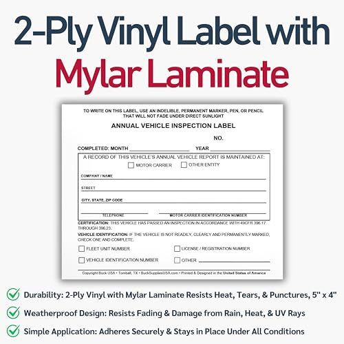 50 Pack 3 Ply Carbonless Annual Vehicle Inspection Report Forms with FMCSA 2