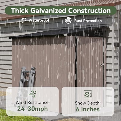 4x6 FT Lean to Shed Outdoor Storage Shed (Brown / 4'x6')