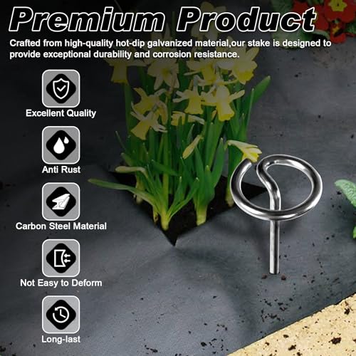 Heavy Duty Landscape Fabric Pins 8 Gauge 120 Pack with Pick Hook
