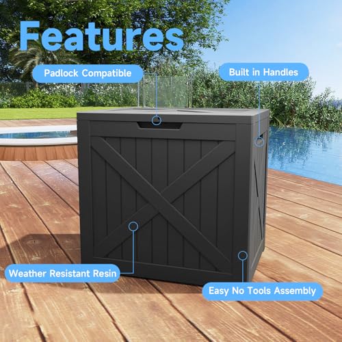 40 Gal Waterproof Outdoor Storage Box Weatherproof Deck Box (Black / 40 Gallon)