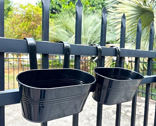 10" Metal Hanging Planter for Railing with Detachable Hooks (4 Count)