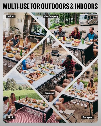 Large 55.1" Folding Camping Table (8p-pro-55.1"×27.6" - Adjustable Height)