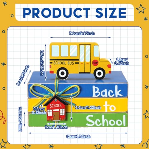 4 Pcs Back to School Table Decorations Wooden School Bus Tabletop (Bus School)